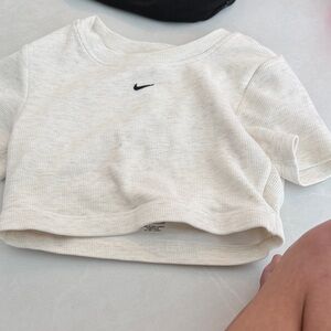 Nike Off-White Ribbed Crop Top